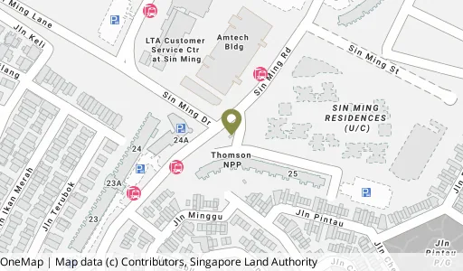 Location map of Blk 25 Sin Ming Rd, a HDB resale block in Bishan, Singapore