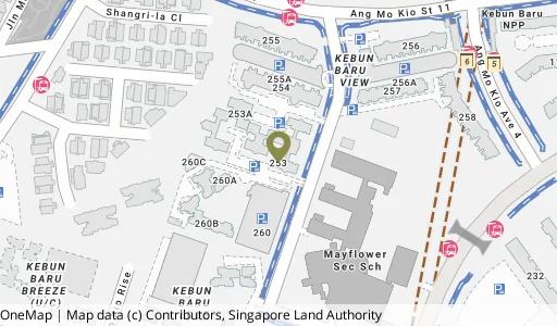 Location map of Blk 253 Ang Mo Kio St 21, a HDB resale block in Ang Mo Kio, Singapore