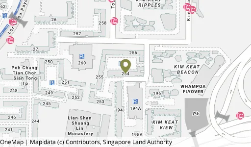 Location map of Blk 254 Kim Keat Ave, a HDB resale block in Toa Payoh, Singapore