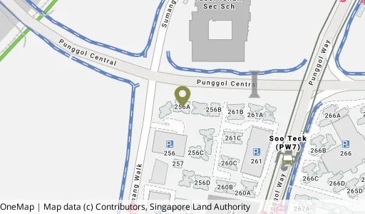Location map of Blk 256A Sumang Walk, a HDB resale block in Punggol, Singapore