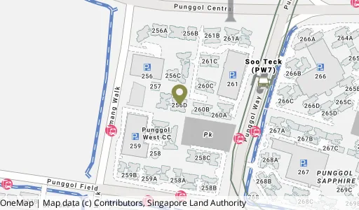 Location map of Blk 256D Sumang Walk, a HDB resale block in Punggol, Singapore
