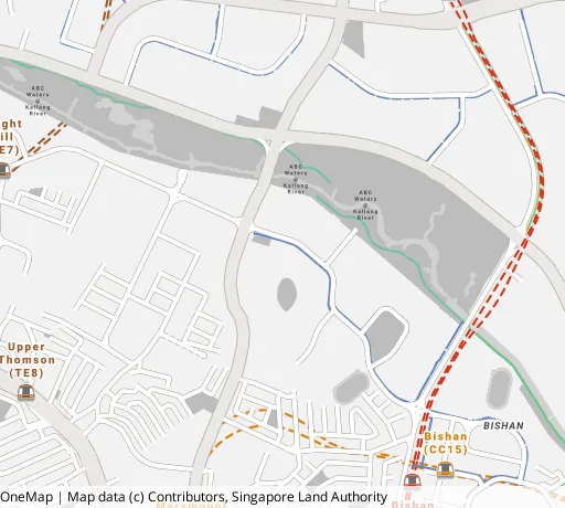 Map of the area around Blk 257 Bishan St 22 in Bishan, showing 400 m and 1 km rings and 1 primary school within 1 km