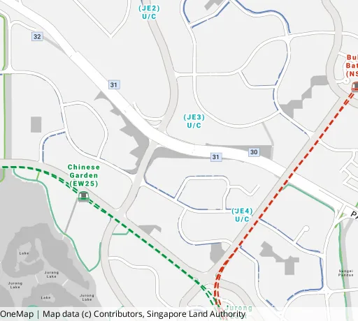 Map of the area around Blk 257 Jurong East St 24 in Jurong East, showing 400 m and 1 km rings and 4 primary schools within 1 km