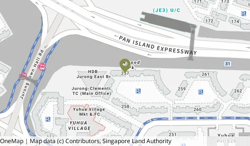 Location map of Blk 257 Jurong East St 24, a HDB resale block in Jurong East, Singapore