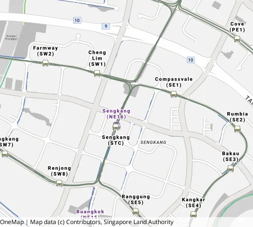 Map of the area around Blk 257C Compassvale Rd in Sengkang, showing 400 m and 1 km rings and 6 primary schools within 1 km