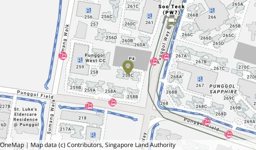 Location map of Blk 258C Punggol Field, a HDB resale block in Punggol, Singapore