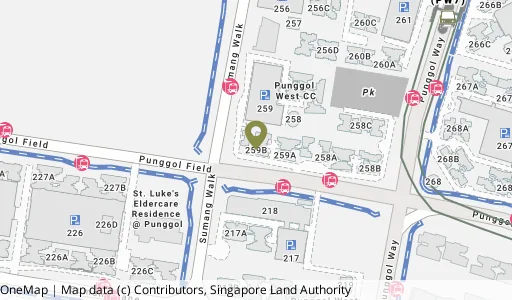 Location map of Blk 259B Punggol Field, a HDB resale block in Punggol, Singapore