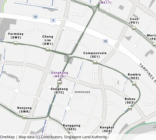 Map of the area around Blk 259C Compassvale Rd in Sengkang, showing 400 m and 1 km rings and 7 primary schools within 1 km