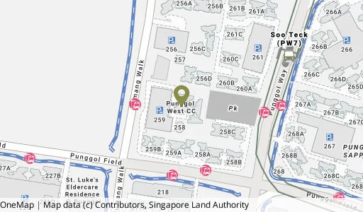 Location map of Blk 259C Punggol Field, a HDB resale block in Punggol, Singapore