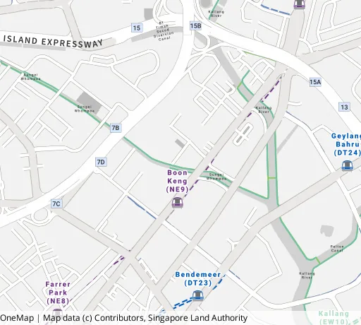 Map of the area around Blk 25A St. George's Lane in Kallang/Whampoa, showing 400 m and 1 km rings and 2 primary schools within 1 km