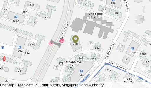 Location map of Blk 25B Jln Membina, a HDB resale block in Bukit Merah, Singapore