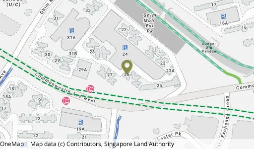 Location map of Blk 26 Ghim Moh Link, a HDB resale block in Queenstown, Singapore