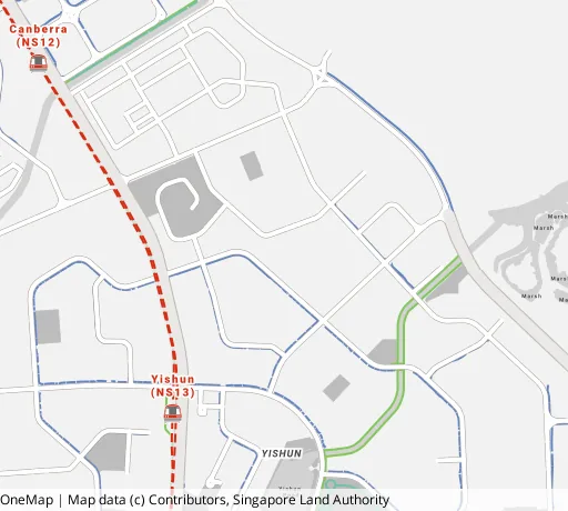 Map of the area around Blk 260 Yishun St 22 in Yishun, showing 400 m and 1 km rings and 4 primary schools within 1 km