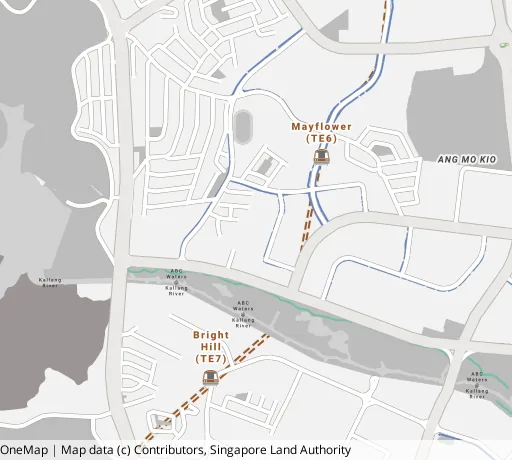 Map of the area around Blk 260A Ang Mo Kio St 21 in Ang Mo Kio, showing 400 m and 1 km rings and 2 primary schools within 1 km