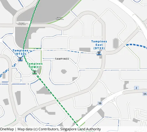 Map of the area around Blk 261 Tampines St 21 in Tampines, showing 400 m and 1 km rings and 5 primary schools within 1 km