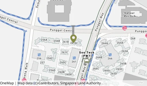 Location map of Blk 261A Punggol Way, a HDB resale block in Punggol, Singapore