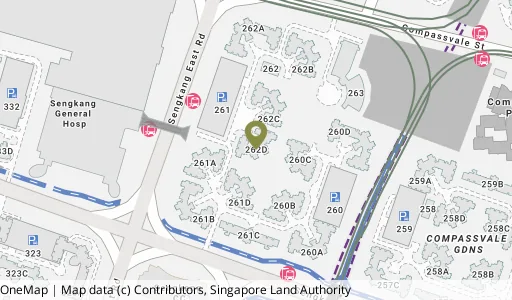 Location map of Blk 262D Compassvale St, a HDB resale block in Sengkang, Singapore
