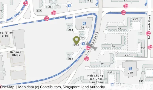 Location map of Blk 263 Toa Payoh East, a HDB resale block in Toa Payoh, Singapore