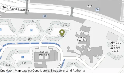 Location map of Blk 264 Jurong East St 24, a HDB resale block in Jurong East, Singapore