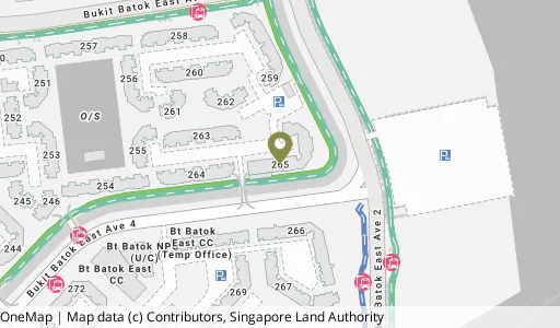 Location map of Blk 265 Bt Batok East Ave 4, a HDB resale block in Bukit Batok, Singapore