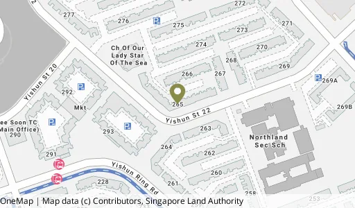 Location map of Blk 265 Yishun St 22, a HDB resale block in Yishun, Singapore