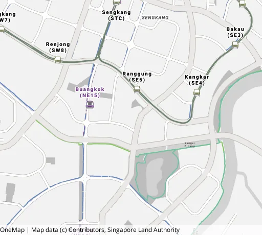 Map of the area around Blk 265E Compassvale Bow in Sengkang, showing 400 m and 1 km rings and 6 primary schools within 1 km