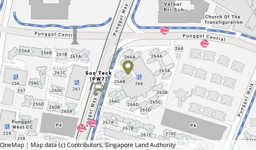 Location map of Blk 266B Punggol Way, a HDB resale block in Punggol, Singapore