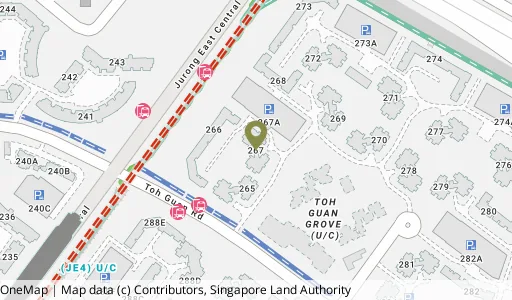 Location map of Blk 267 Toh Guan Rd, a HDB resale block in Jurong East, Singapore