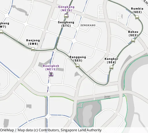 Map of the area around Blk 268A Compassvale Link in Sengkang, showing 400 m and 1 km rings and 5 primary schools within 1 km