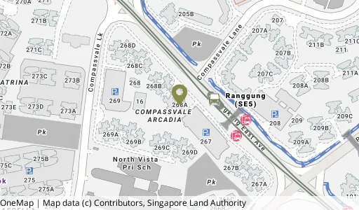 Location map of Blk 268A Compassvale Link, a HDB resale block in Sengkang, Singapore