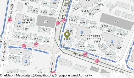 Location map of Blk 268B Punggol Field, a HDB resale block in Punggol, Singapore
