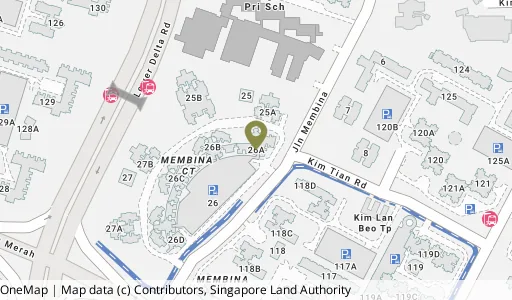 Location map of Blk 26A Jln Membina, a HDB resale block in Bukit Merah, Singapore
