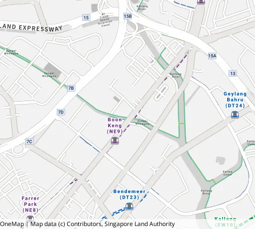 Map of the area around Blk 26B St. George's Lane in Kallang/Whampoa, showing 400 m and 1 km rings and 2 primary schools within 1 km