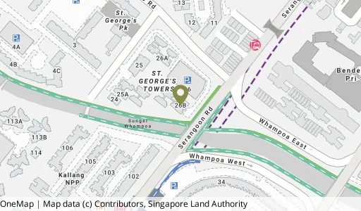 Location map of Blk 26B St. George's Lane, a HDB resale block in Kallang/Whampoa, Singapore