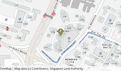 Location map of Blk 26C Jln Membina, a HDB resale block in Bukit Merah, Singapore