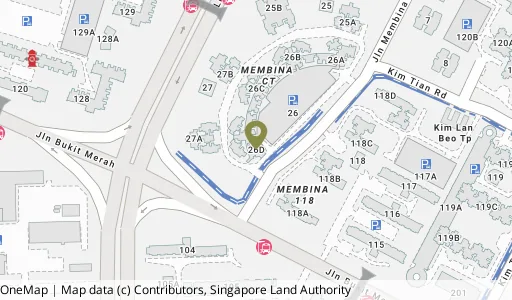 Location map of Blk 26D Jln Membina, a HDB resale block in Bukit Merah, Singapore