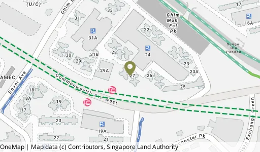 Location map of Blk 27 Ghim Moh Link, a HDB resale block in Queenstown, Singapore