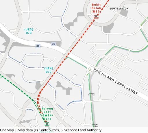 Map of the area around Blk 271 Toh Guan Rd in Jurong East, showing 400 m and 1 km rings and 2 primary schools within 1 km
