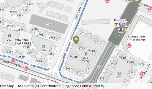 Location map of Blk 271A Punggol Walk, a HDB resale block in Punggol, Singapore
