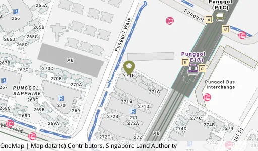 Location map of Blk 271B Punggol Walk, a HDB resale block in Punggol, Singapore