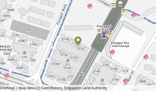 Location map of Blk 271C Punggol Walk, a HDB resale block in Punggol, Singapore