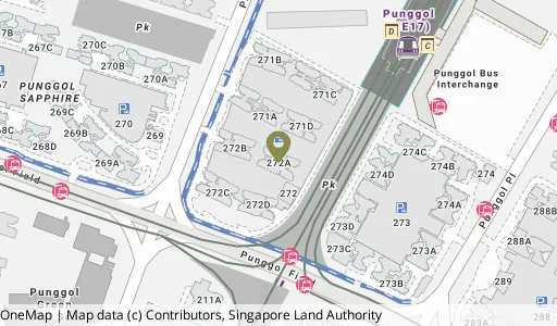 Location map of Blk 272A Punggol Walk, a HDB resale block in Punggol, Singapore