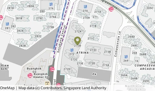 Location map of Blk 272B Sengkang Ctrl, a HDB resale block in Sengkang, Singapore