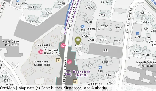 Location map of Blk 272D Sengkang Ctrl, a HDB resale block in Sengkang, Singapore