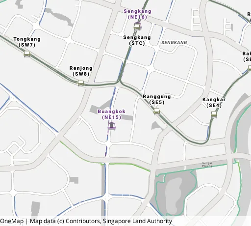 Map of the area around Blk 273D Compassvale Link in Sengkang, showing 400 m and 1 km rings and 5 primary schools within 1 km