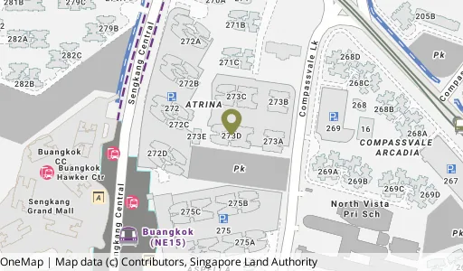 Location map of Blk 273D Compassvale Link, a HDB resale block in Sengkang, Singapore