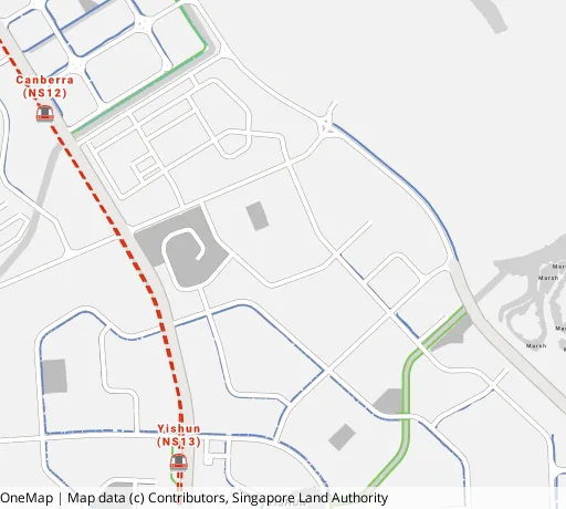 Map of the area around Blk 274 Yishun St 22 in Yishun, showing 400 m and 1 km rings and 4 primary schools within 1 km