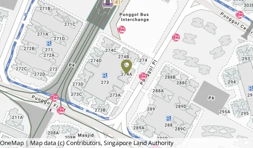 Location map of Blk 274A Punggol Pl, a HDB resale block in Punggol, Singapore