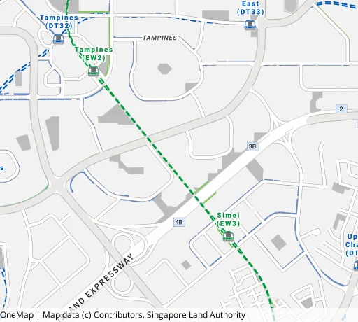 Map of the area around Blk 275 Tampines St 22 in Tampines, showing 400 m and 1 km rings and 4 primary schools within 1 km
