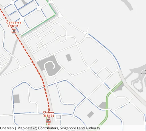 Map of the area around Blk 275 Yishun St 22 in Yishun, showing 400 m and 1 km rings and 4 primary schools within 1 km